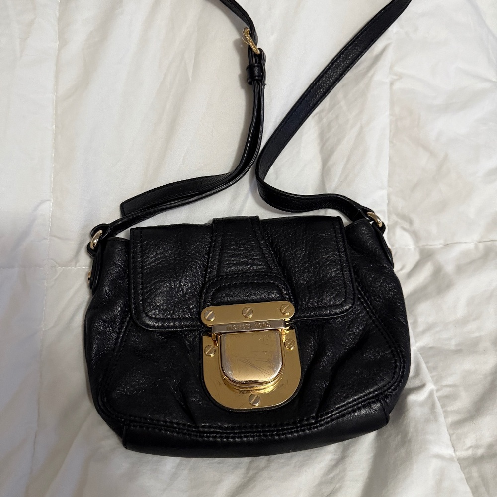 Black leather Coach crossbody bag